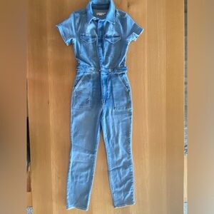 Good American. Fit for Success jean jumpsuit.